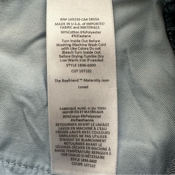 Current Elliot X HATCH Boyfriend Maternity Jeans Women's 26 Blue Side Stretch - Picture 6 of 8